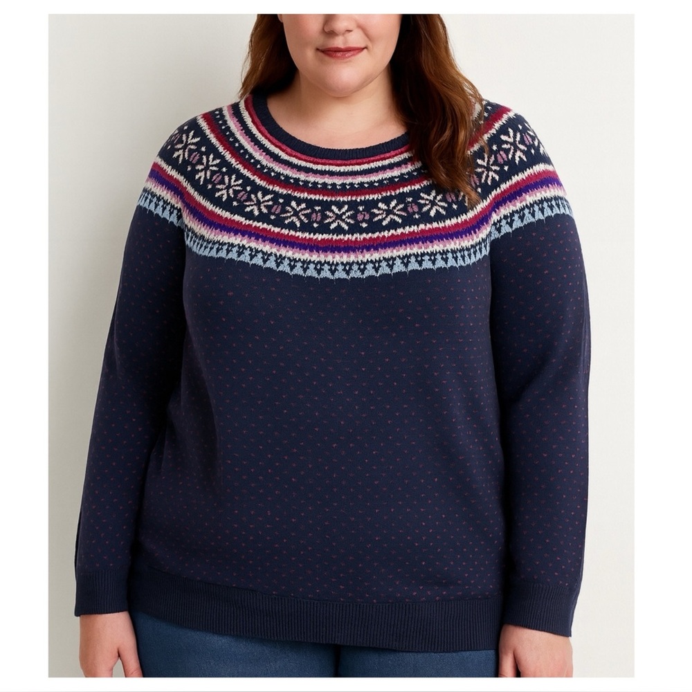 NEW Talbots Fair Isle nordic print sweater‎ pullover Size 2X